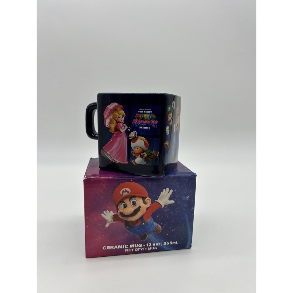 RARE Super Mario Galaxy Movie Promotional Ceramic Mug Square 12oz Boxed Nintendo